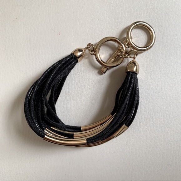 Black and Gold Corded Bracelet Fashion Jewelry by Time and Tru - Picture 2 of 4